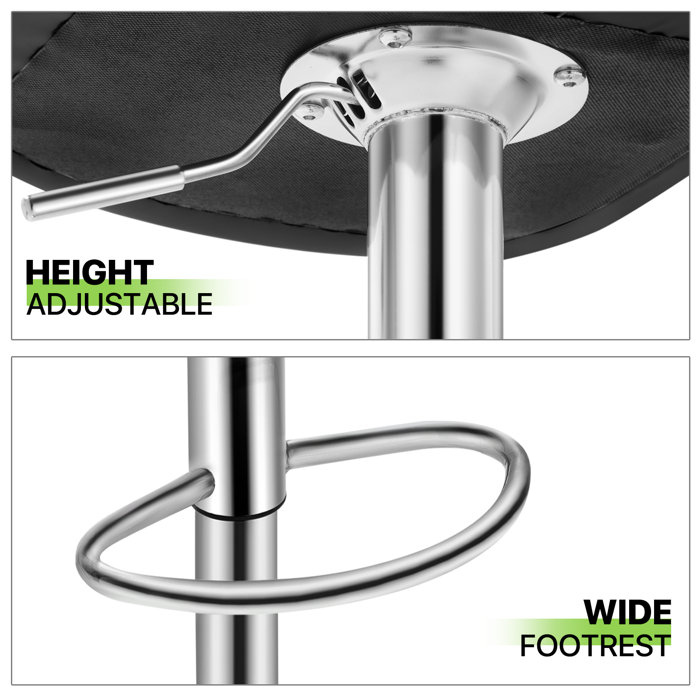 Orren Ellis Martel Swivel Adjustable Height PU Leather Bar Stool with